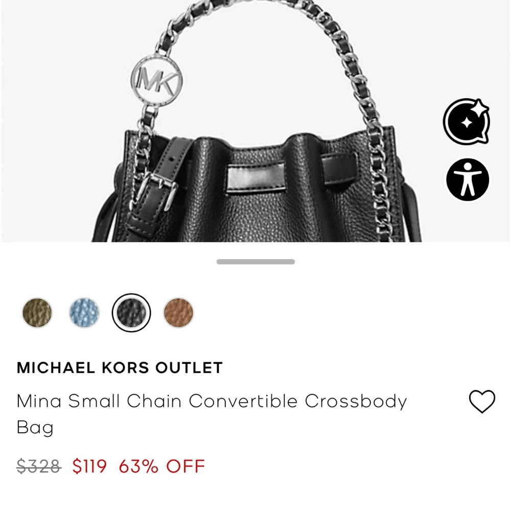 Michael Kors Black Leather Shoulder Bag with Silver Chain - Picture 5 of 5